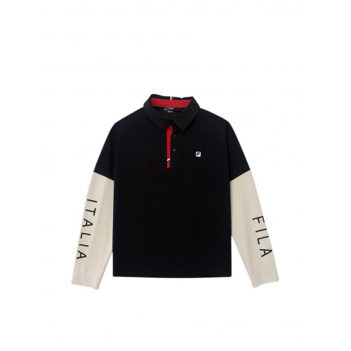 Fila Italia Γυναικείο Μακρυμάνικο Polo Μαύρο–Εκρού
